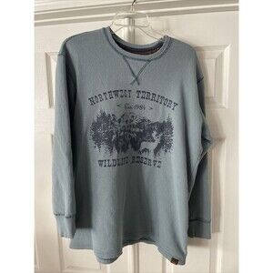 Northwest Territory Mens Thermal Waffle Shirt XLT Tall Cabin Camp GorpCore Blue